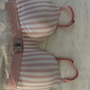 Victoria's Secret Pink and White Striped Wireless Bra